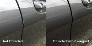 Car Door With Cleargard Auto Protection Before & After Comparison